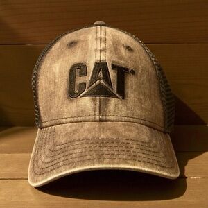 Caterpillar Logo Distressed/Faded Style Brown Cap